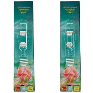 Two 600 W Metal Halide Grow Lamp Light E39 Socket 5200K MH400 T46 HOR